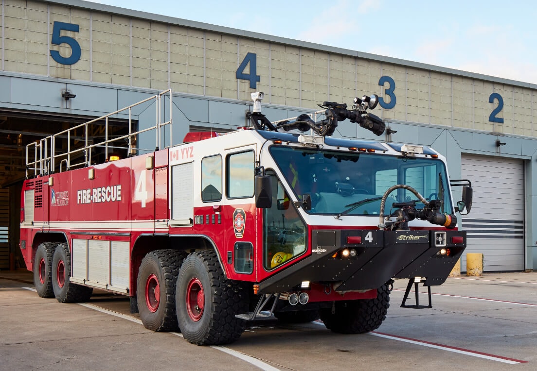 A emergency response vehicle on site at Toronto Pearson Airport