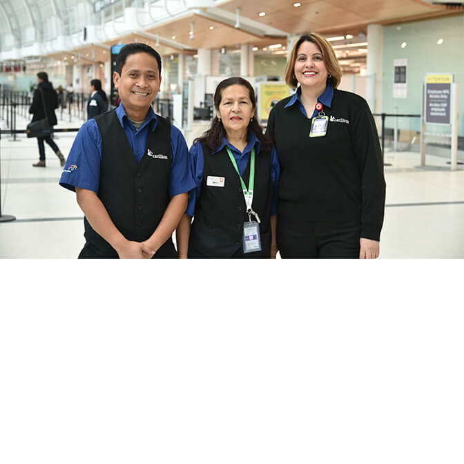 Three employees at Pearson Airport