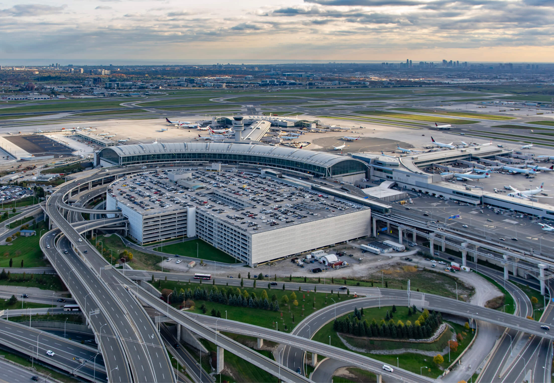 An aerial view of the entire Toronto Pearson Airport