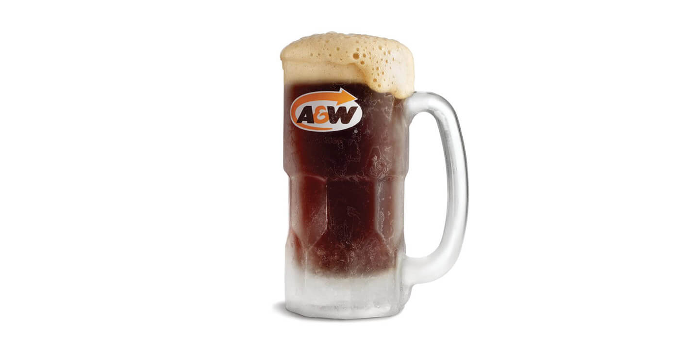 A&W root beer in a glass