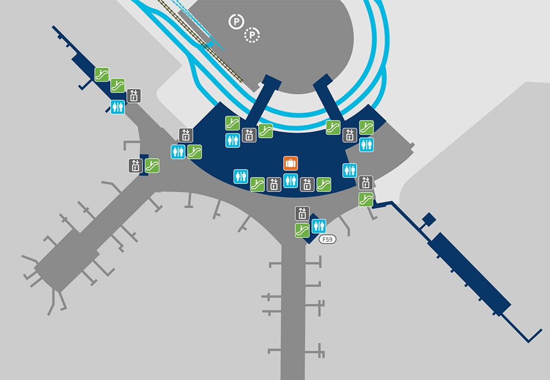 A map of Terminal 1, Level 1 before security