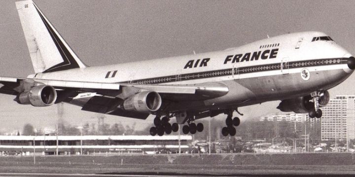 a large airplane taking off