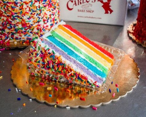 Rainbow cake slice